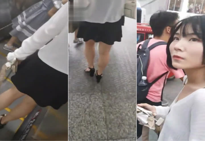 尾随漂亮妹子街射在她的裙子封面